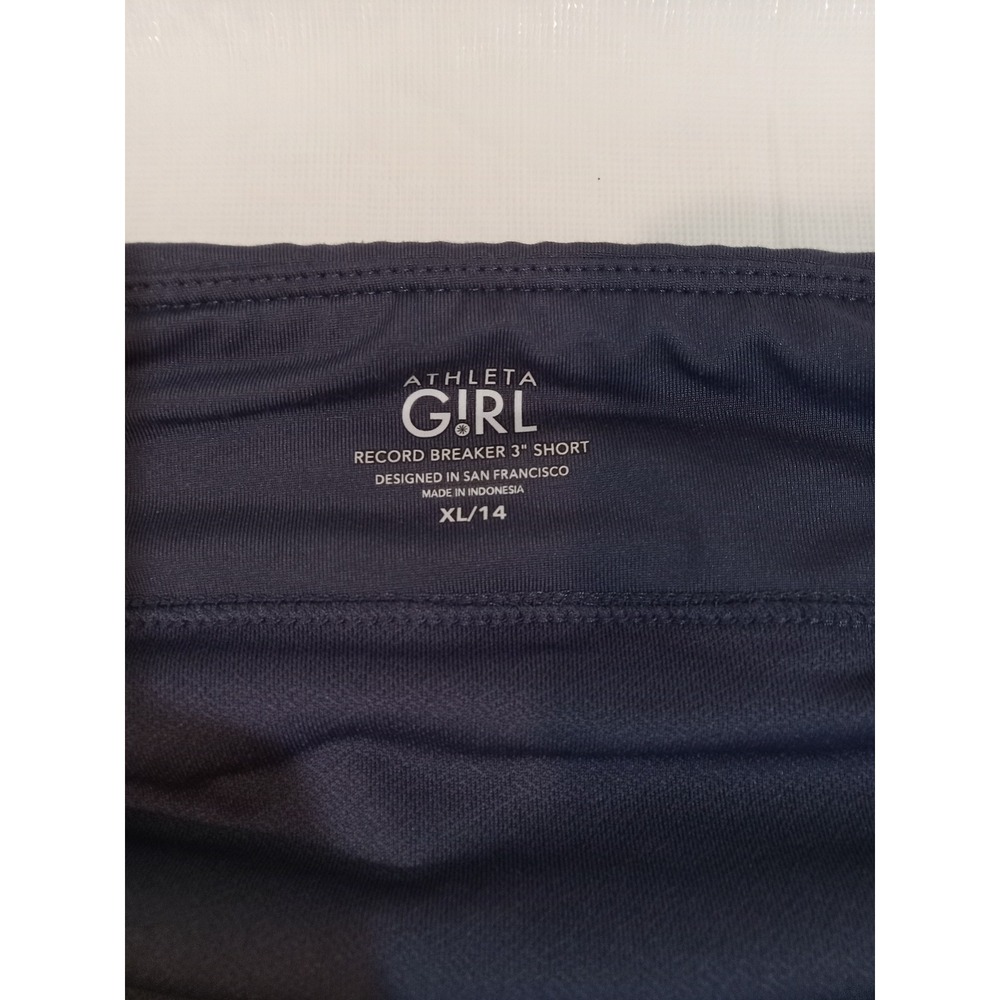 Athleta Girl Record Breaker 3 Inch Shorts Blue XL 14 Active Running Mesh Pocket - Picture 3 of 4